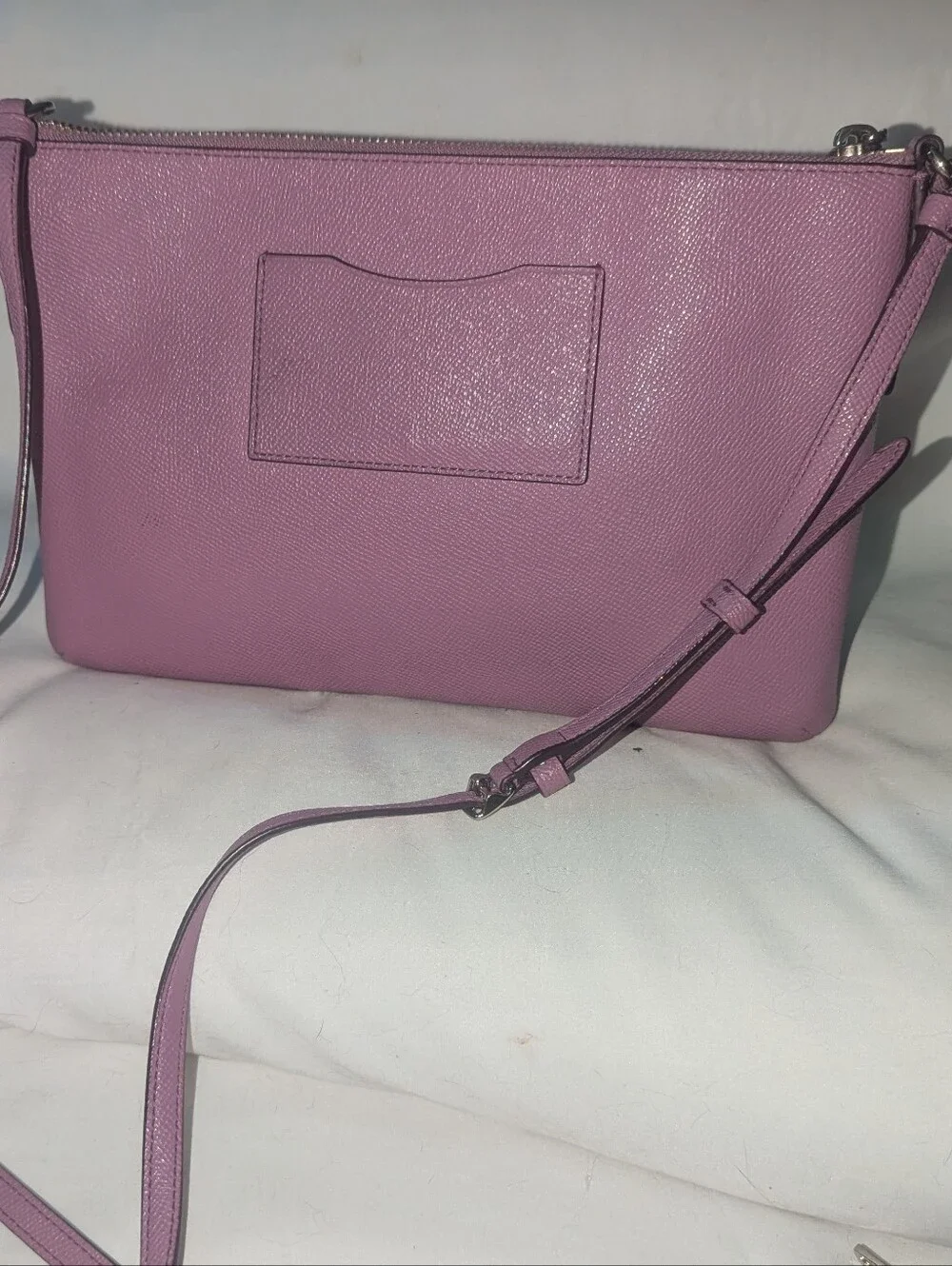 Coach East West Leather Crossbody with Lilic & Blue Plaid Pouch F 22252